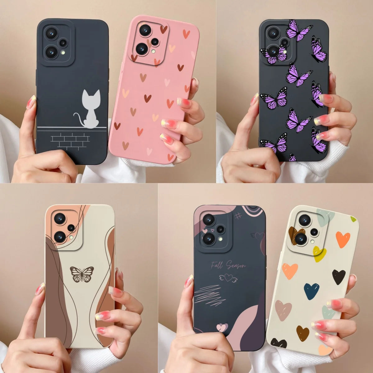 For Realme 9 Pro Plus Case Purple Butterfly Back Cover For Oppo Realme9 Funda Liquid Silicone Camera Protection Phone Cases
