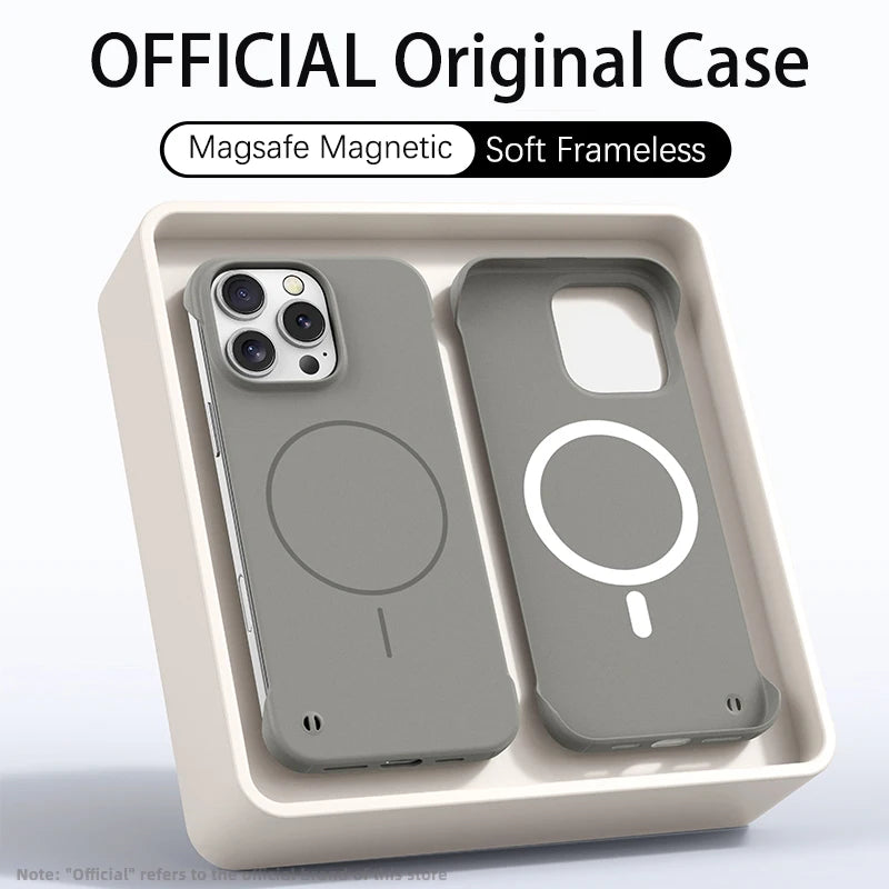 Ultra Thin PC Matte Frameless Case For Magsafe iPhone 17 Air 16E 16 15 14 13 12 11 Pro XR XS Max Plus Magnetic Shockproof Cover