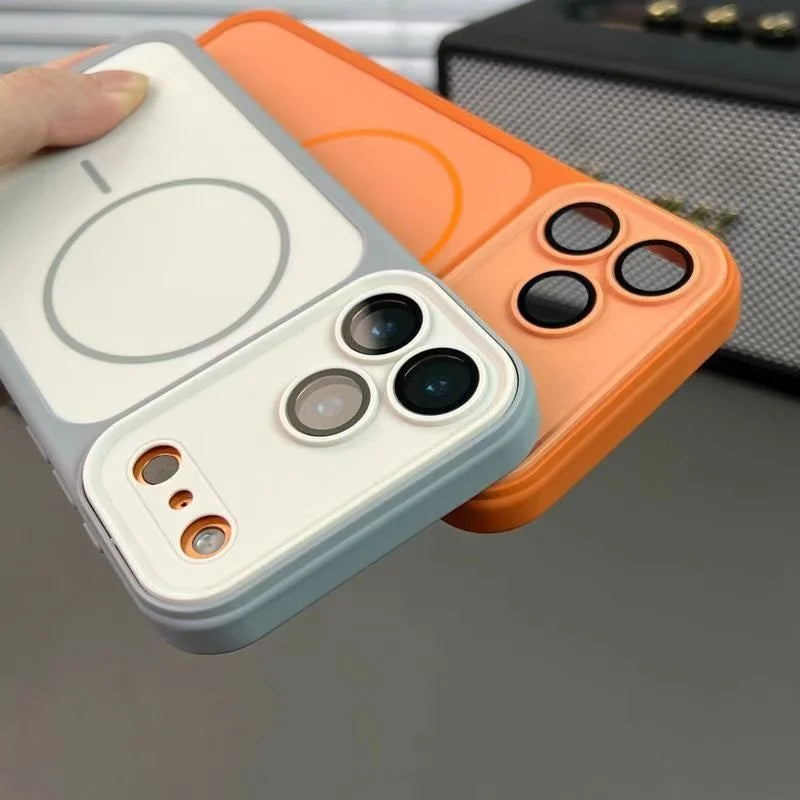 For iPhone 17 Pro Max Luxury Magsafe Magnetic Soft Frame Matte Phone Case For iPhone 11 12 13 14 15 16 Lens Protective Cover