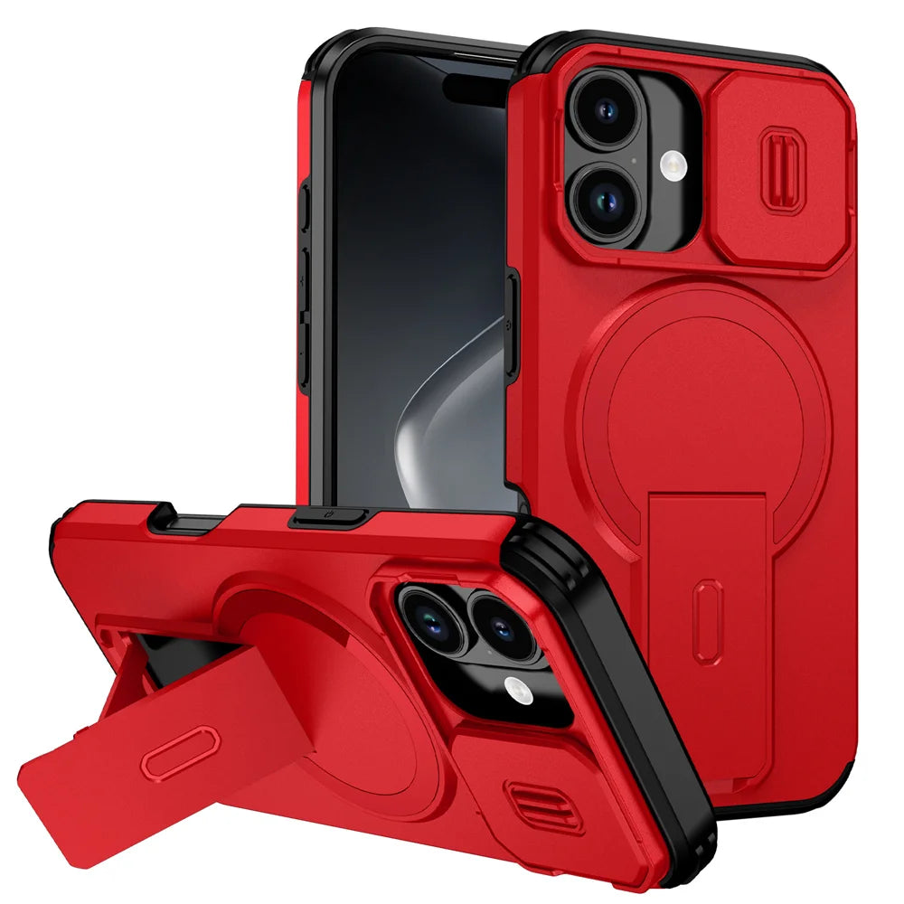 Shockproof Foldable Magnetic Stand Phone Case For iPhone 17 16 15 14 13 12 11 Pro Max Air 16E Full Body Lens Protection Cover