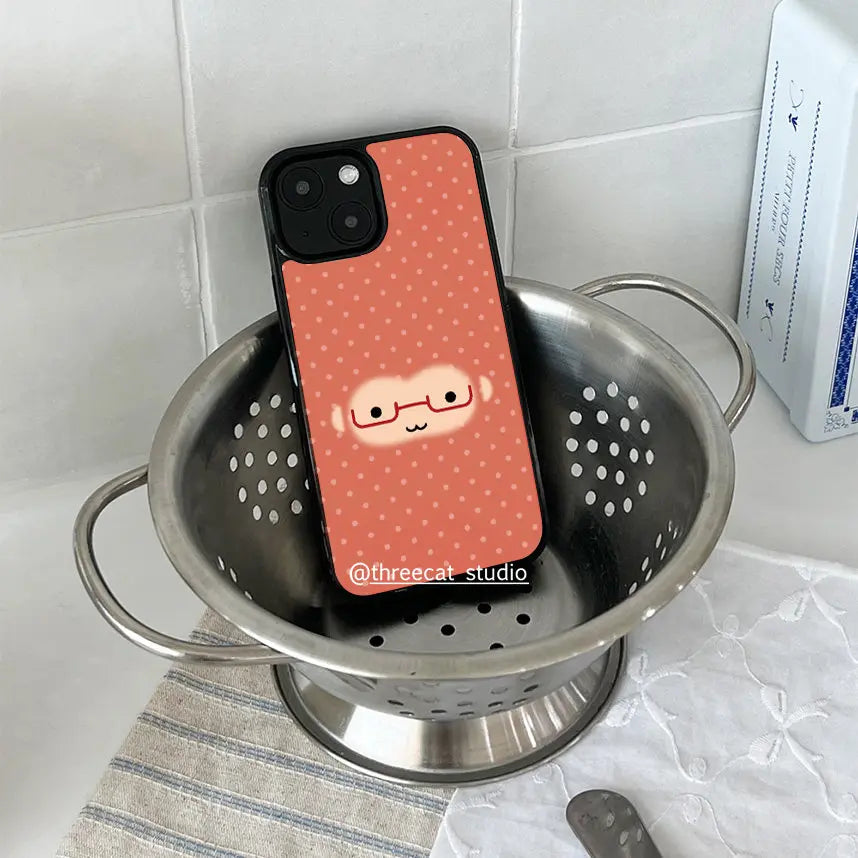 Korean Ins Cute Orange Polka Dots Glasses Monkey Phone Case For iPhone 17 16 15 14 13 12 11 Pro XR Max 8 7 Plus Y2K Cover