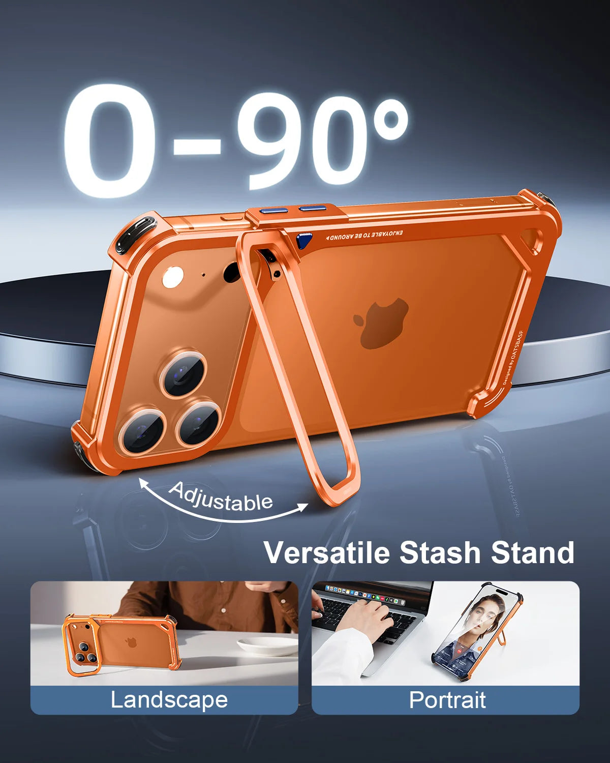 Oatsbasf 9-Shaped Metal Frameless Phone Case for iPhone 17 Pro Max/Pro/Air with Stand Magsafe Minimalist Bumper Shockproof Cover