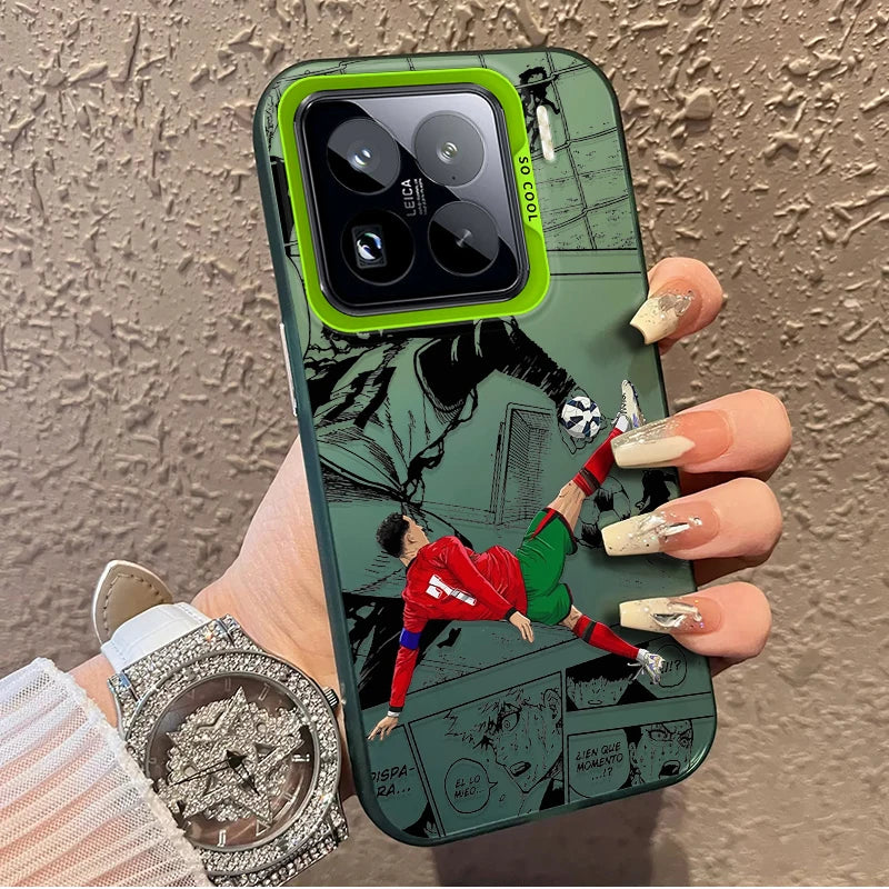 Football Star Comic Print Frosted Case for Xiaomi Mi 15 15T 14 Ultra 14T 13T 12T 11 Lite POCO F6 F5 X8 X7 X6 Pro Max Hard Cover
