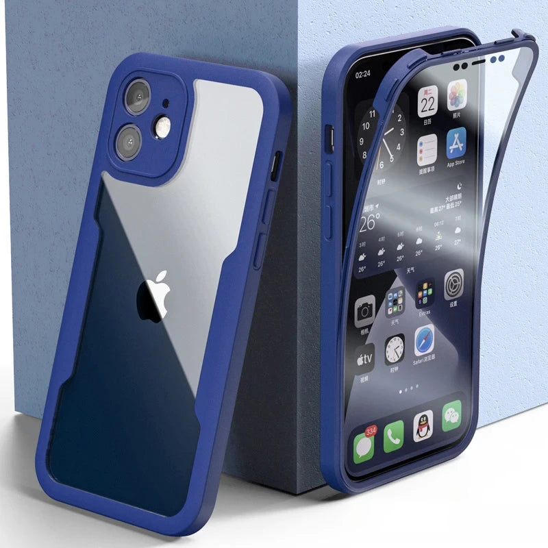 360 Degree Case For iPhone 16 15 11 13 12 14 Pro Max XS Max XR 14 15 16 Plus Built-in Screen Protection Phone Cases Clear Cover