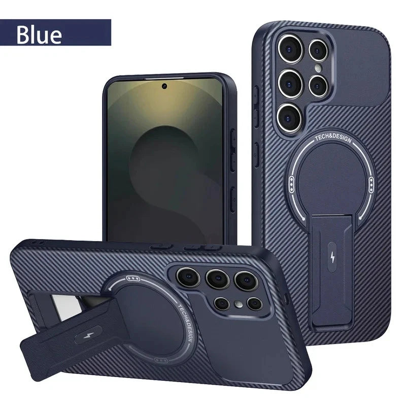 Carbon Fiber Invisible Stand Magnetic Protective Case，Applicable to Samsung Galaxy S26 S25 Ultra Edge S24 Plus A56 A17 A26 A16 A