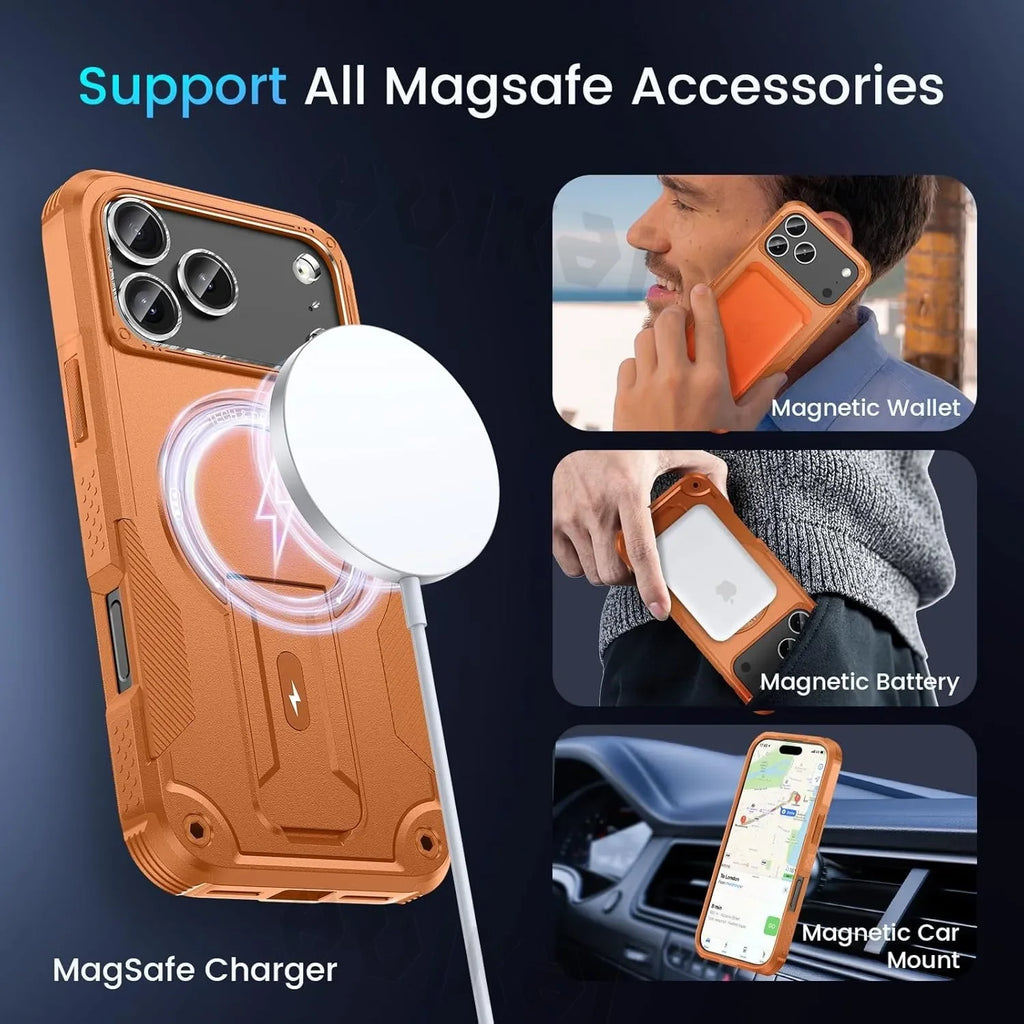 Armour Invisible Bracket For Magsafe Case For iPhone 17 Pro Max Magnetic Wireless Charge Stand Holder Coque  Cover