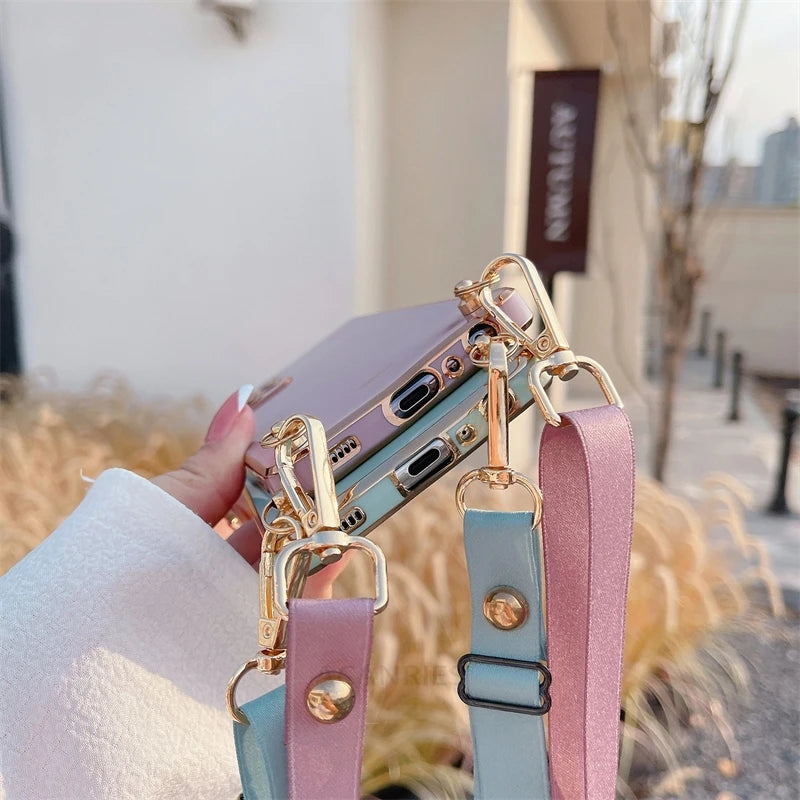 Redmi13 Note13 13pro Crossbody Lanyard Plating Case On For Xiaomi Redmi Note 13 12 Pro Plus 4g 5G Cord Soft Silicone Back Cover