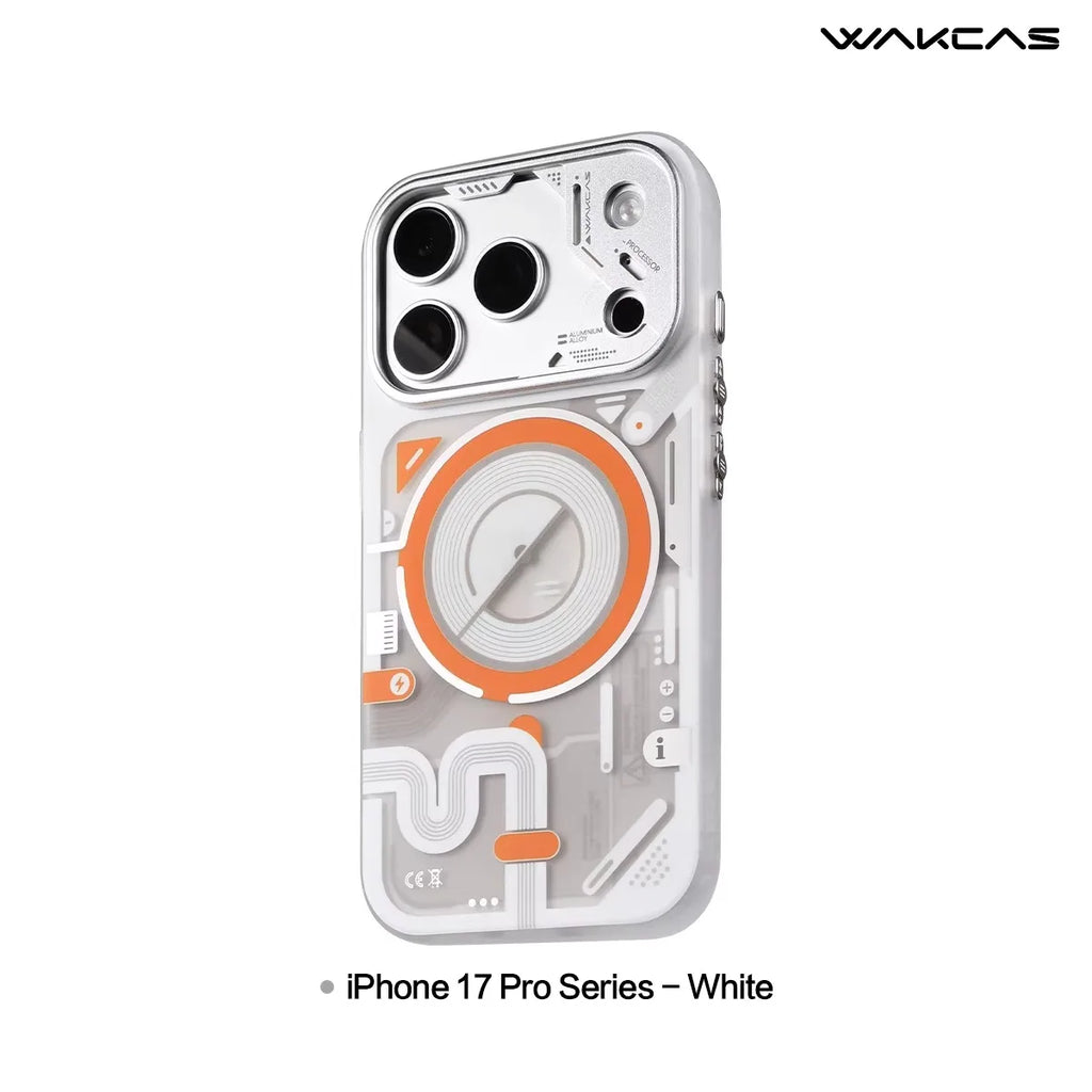 Wakcas Color Blocking Mechanical Phone Case for iPhone 17/17 ProMax Frosted Protective Case Magnetic Suction Original Phone Case