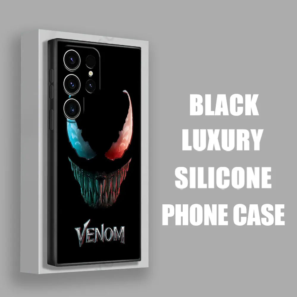 Marvel Black VENOM Art Phone Case for Samsung Galaxy S26 S25 Ultra S24 S23 Ultra S22 Plus S21 S20 S21 FE S26Ultra S25 Soft Funda