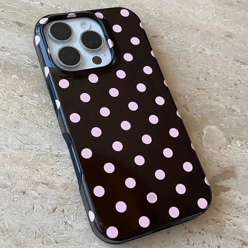Jelly black polka dot TPU phone case suitable for iPhone 17 16 15 14 13 12 11 Pro/Max/Plus anti drop and shockproof back cover