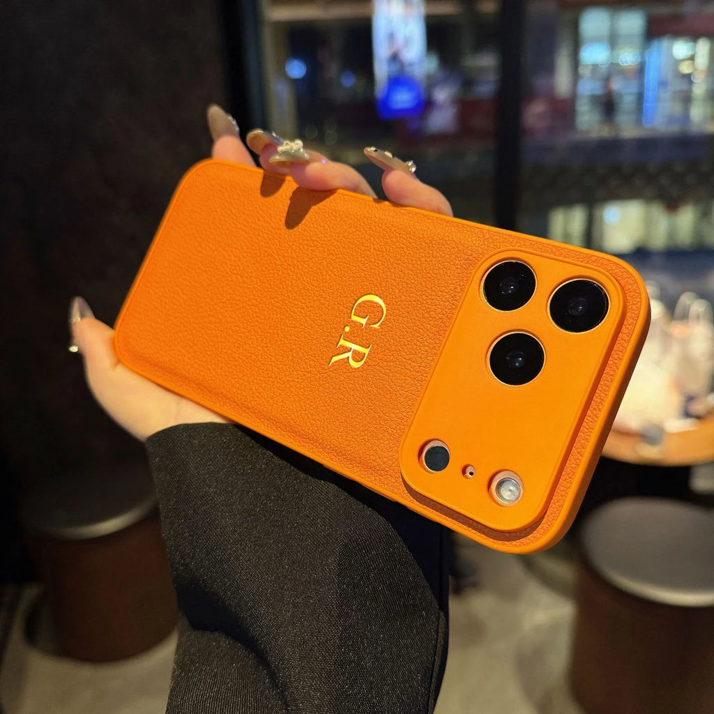 Personalise Gold Silver Initial Letters Leather PU Soft Case For Iphone 14 13 12 15 16 17 Pro Max 17 air 15 16 Plus Luxury Cover