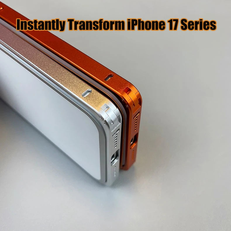 Original Alloy Frame Case For iPhone 16 15 14 13 Pro Max Instantly Transform 17 Pro Max with lens Glass Large Window Fundas Film