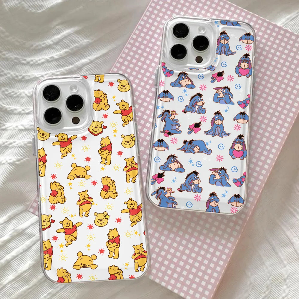 Cute Winnies The Poohs Bear Phone Case For IPhone 17 16 16e 15 14 13 12 11 Mini Pro Max X XR 7 8 Air Plus Transparent Back Cover