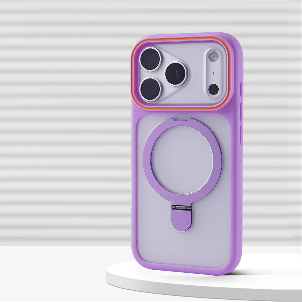 Matte Translucence Magnetic Ring Stand Bumper Case For iPhone 17 Pro Max 16 15 Plus 14 13 12 For Magsafe Shockproof Holder Cover