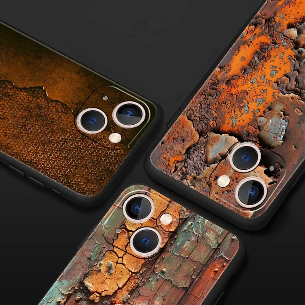 Vintage Industrial Style Rusty Phone Case Cover for iPhone 17 16 15 14 13 12 11 Pro Max 17 Air Plus Shockproof Soft TPU Shell