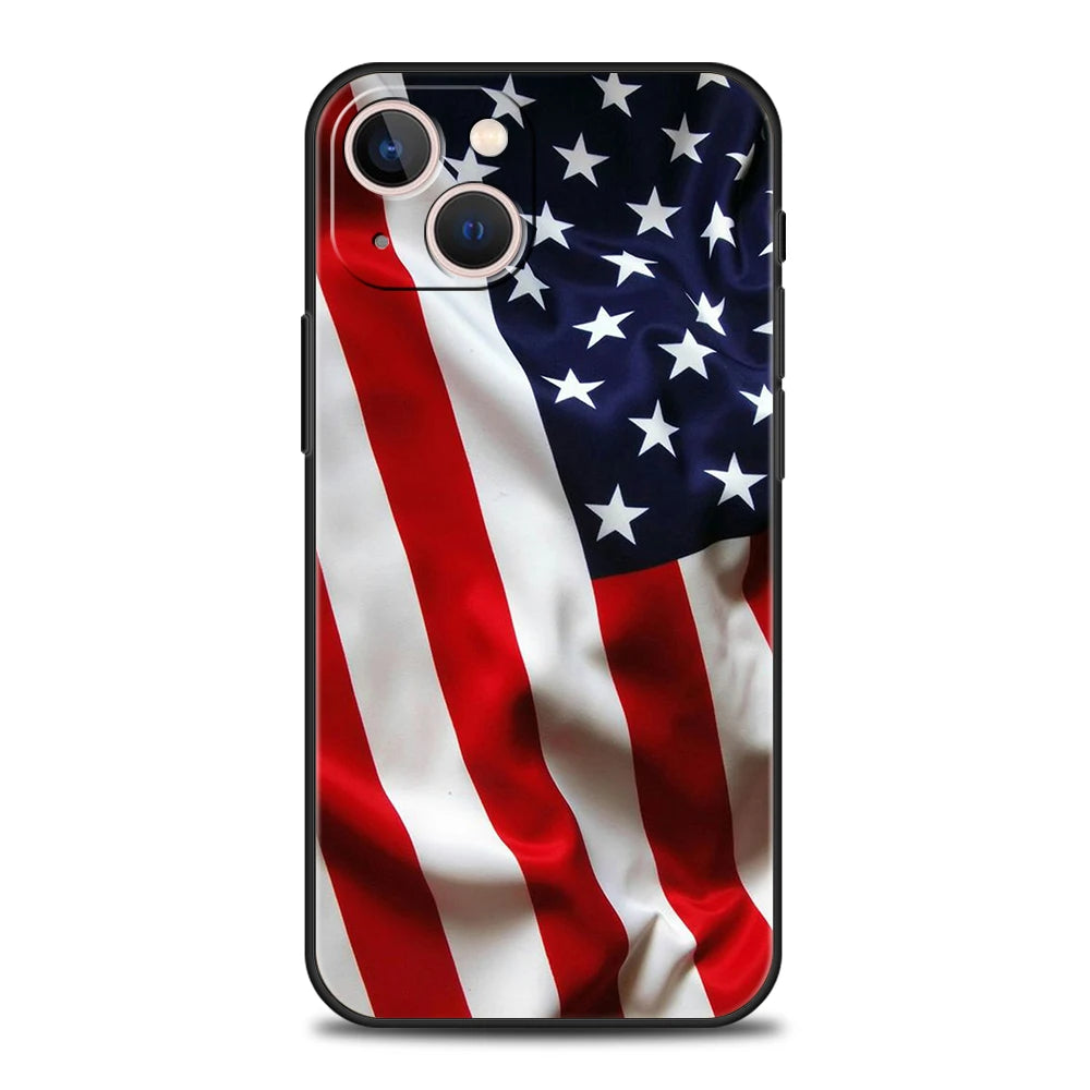 American United States Flag Phone Case Cover for iPhone 16 15 14 13 12 Pro Max XR XS 11 7 8 Plus Shockproof Silicone Soft Shell