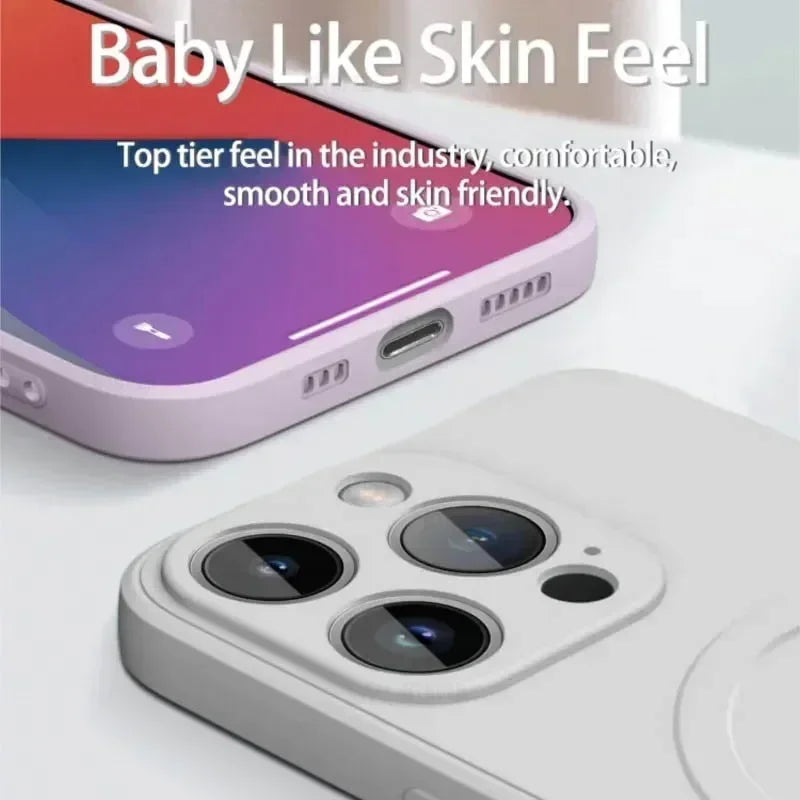 Luxury For Magsafe Liquid Silicone Soft Phone Case For IPhone 16 15 14 13 12 17 Pro Max Plus Magnetic Wireless Charging Cover