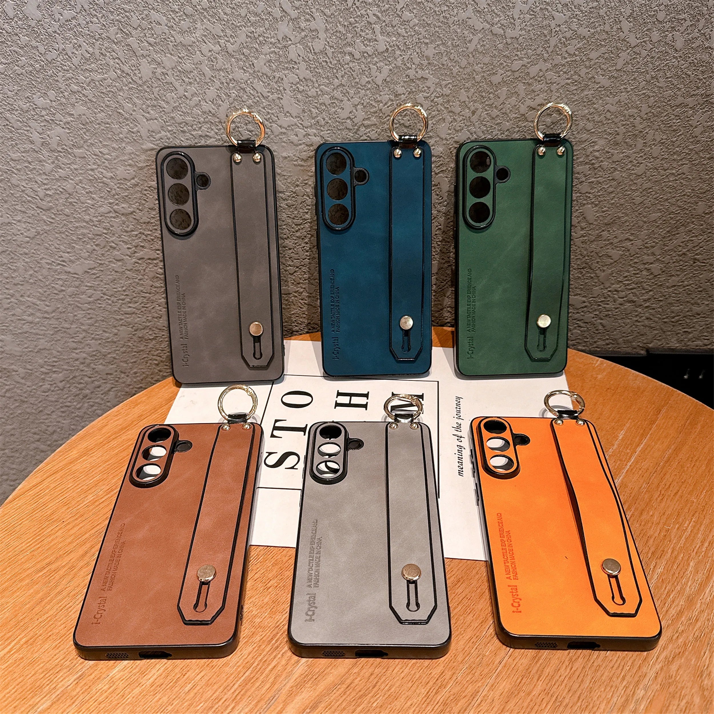 Luxury Matte Sheepskin Leather Wrist Strap Holder Phone Case For Samsung S26 S25 S23 S24  S21 S22 Ultra Plus Lens Protect Cover