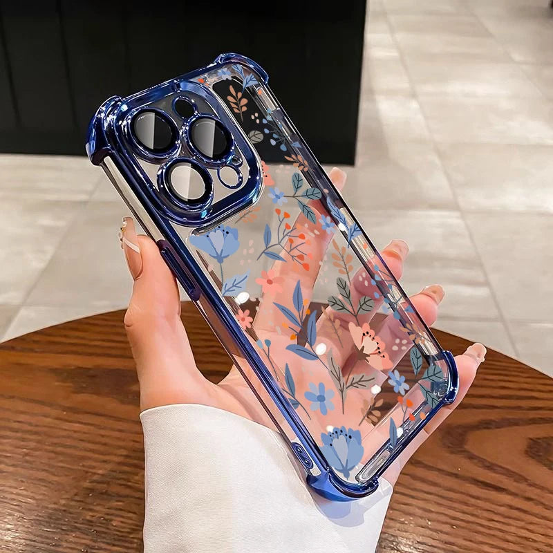 Phone Case For Xiaomi Note 15 14 13 Pro Plus 5G 12 11 4G Redmi 15C 15 14C 12C Small Flower Candy Plating Corner Clear TPU Cover