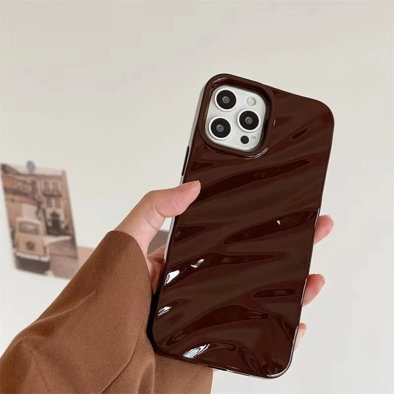 Fashion Soft Water Ripple Wavy Phone Case For iPhone Air 17 16 15 14 13 11 12 Pro Max Shockproof Protective Soft Silicone Cover
