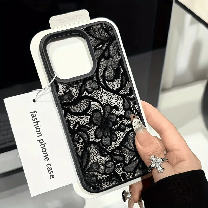 New Style Lace Patterned Lychee Textured TPU Phone Case For iPhone 17 16 15 14 Pro Max 13 12 11 XS X XR 16 Plus 16E 17 Air Cover