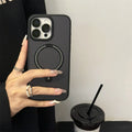 Carbon Fiber Metal Ring Stand Magnetic Case for Magsafe IPhone 15 14 13 12 11 16 Pro Max Plus with Lens Protector Mac Safe Cover