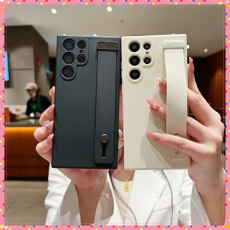 Hand Band Silicone Case For Samsung Galaxy S25ultra S 25 24 23  S21 S23 S24 Fe S22 S25 Plus Ultra Wrist Strap Stand Holder Cover