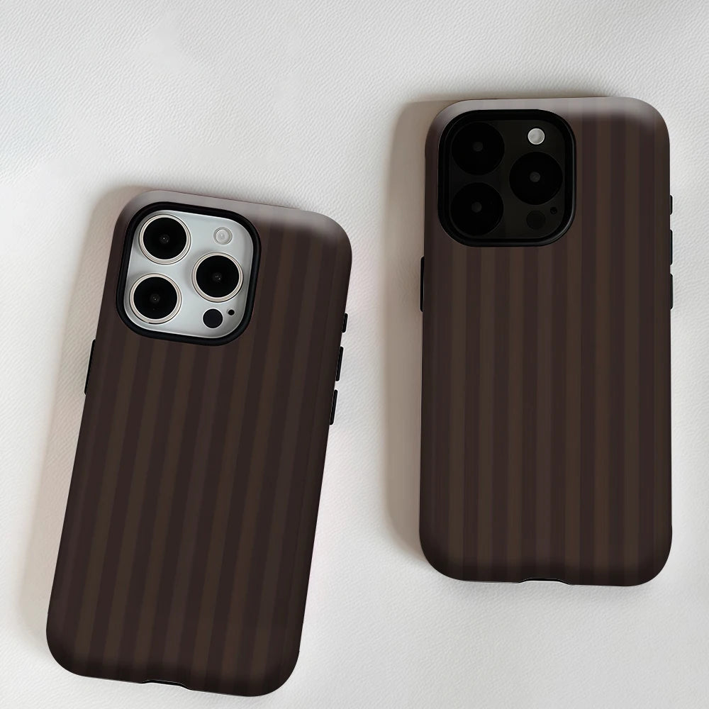 Dark Brown Stripes Phone Case for Magnetic Phone Case for IPhone 17 16 15 14 13 Pro Max Plus Single Double-layer Tough Case