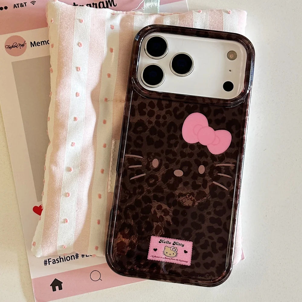 All Inclusive Leopard Print KT Emoji Case Phone Case For iPhone 17 16 15 14 Pro Max Case Cute Luxury Cartoon shockproof Cover