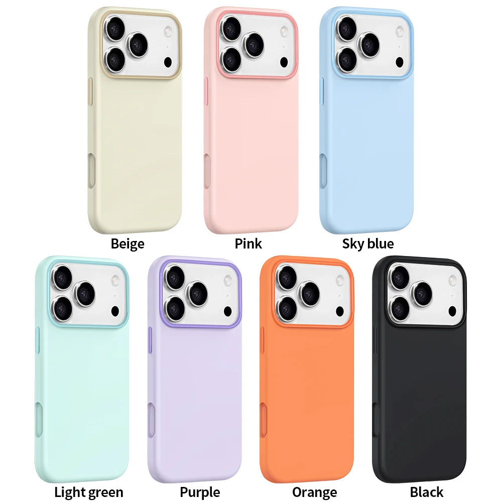 Soft Touch Shockproof Liquid Silicone Phone Case for iPhone 17/16 pro Max Ultra-Thin Protective Cover