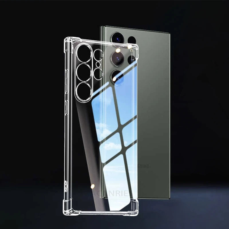 S 24 23 22 21 25 Airbag Shockproof Transparent Case For Samsung Galaxy S24 S25 S21 S20 S22 S23 Fe Plus Ultra Silicone Full Cover