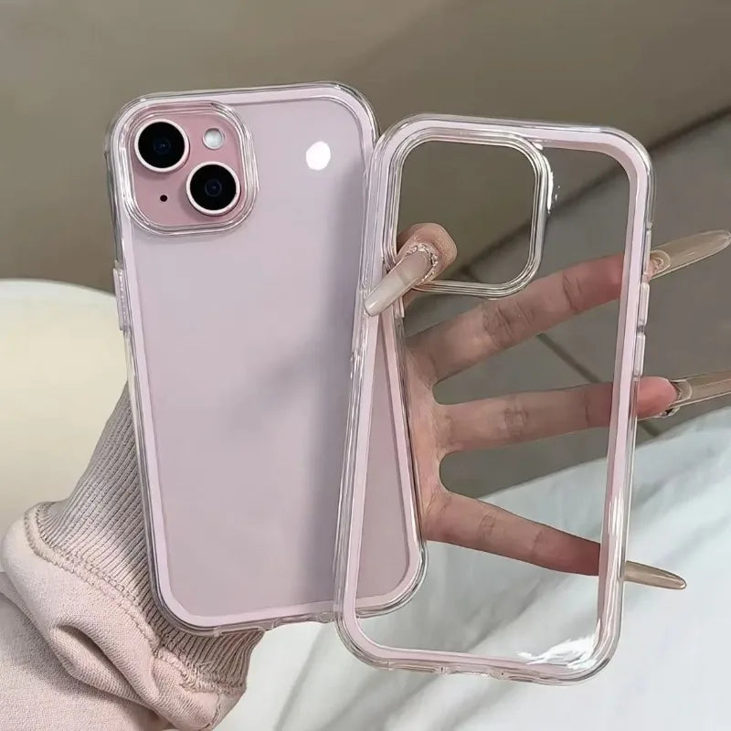 Luxury Candy Color Frame Clear Back Phone Case For iPhone 17 16 15 14 13 12 Pro Max 11 16PLUS 17 Acrylic Shockproof Bumper 2030