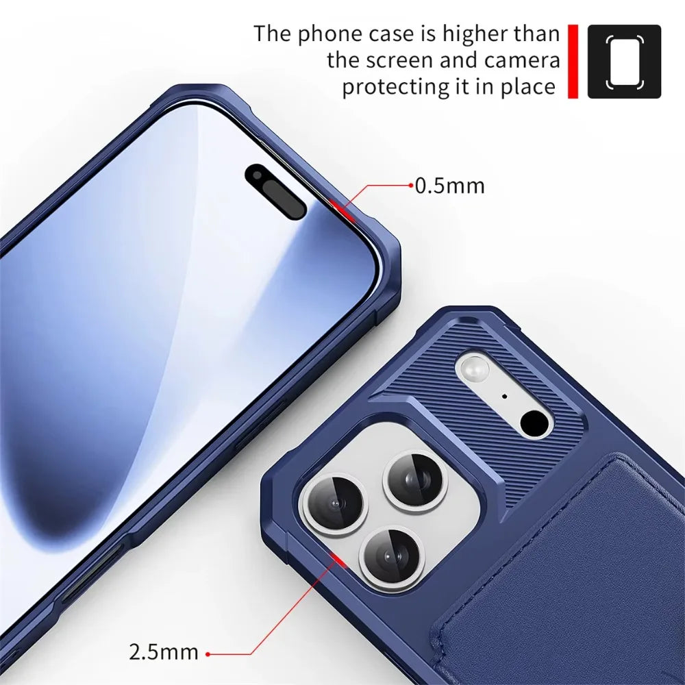 Wallet Phone Case Card Holder for Apple IPhone 17 Air 16E 16 15 14 Plus 13 12 Pro Max Hybrid Rubber Bumper Back Flip Cover