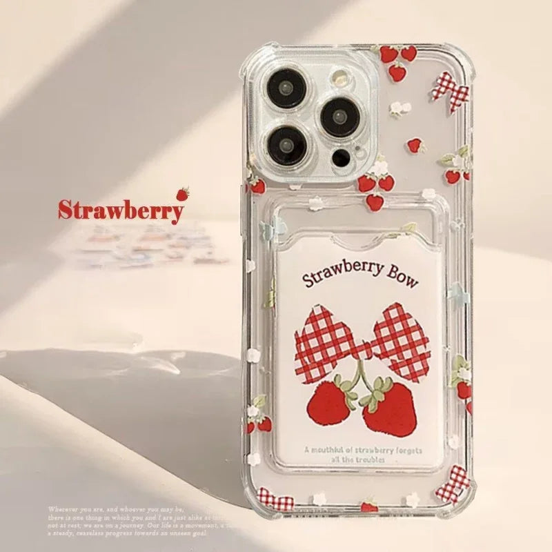 Bow Flower Wallet Card Holder Case For iPhone 17 16 13 12 11 Pro Max 17Air 16E 6 6S Plus cover Cute Silicone