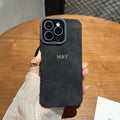 Luxury Lambskin Leather Personalized Customized Initials Name Case For iPhone 17 16 15 14 13 12 11 Pro Max Soft Leather Cover