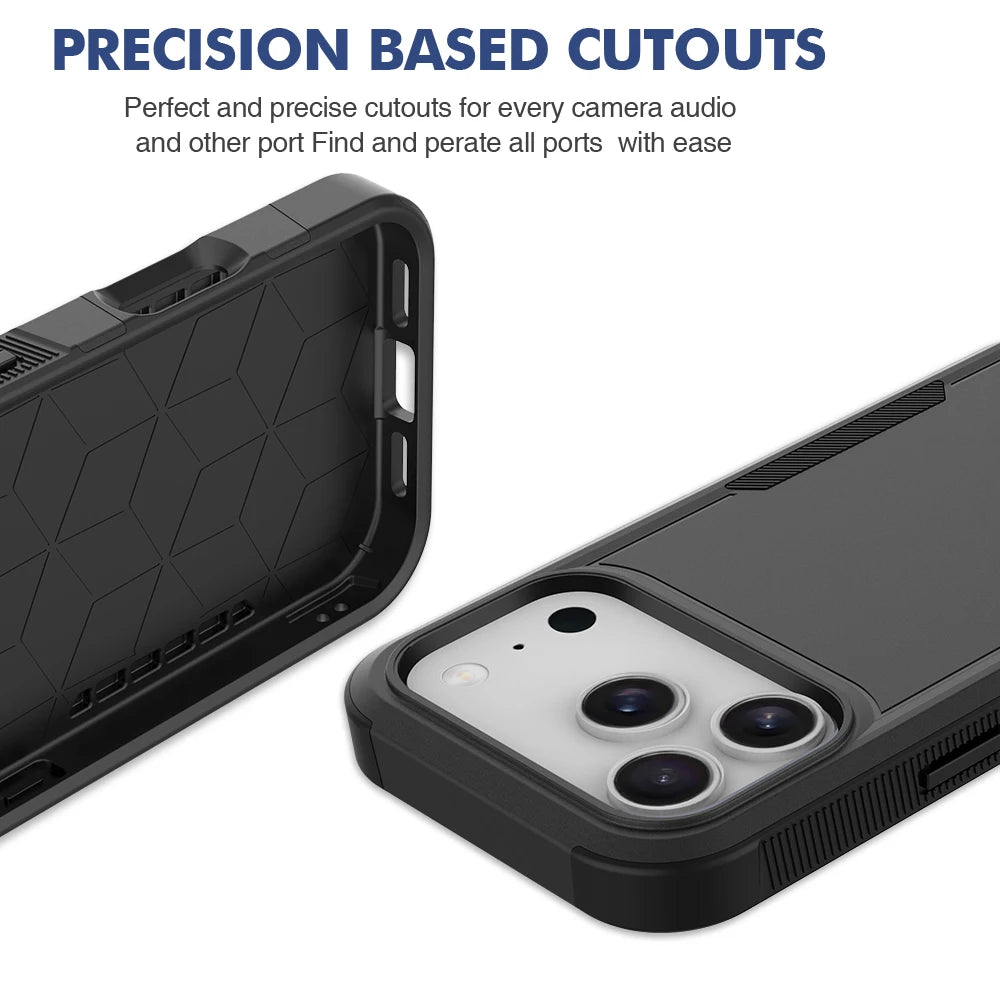 Hybrid Rugged Armor Shockproof Case For iPhone 17 Air 16E 16 15 14 Plus 13 12 11 Pro Max Dual Layer Hard Strong Protection Cover