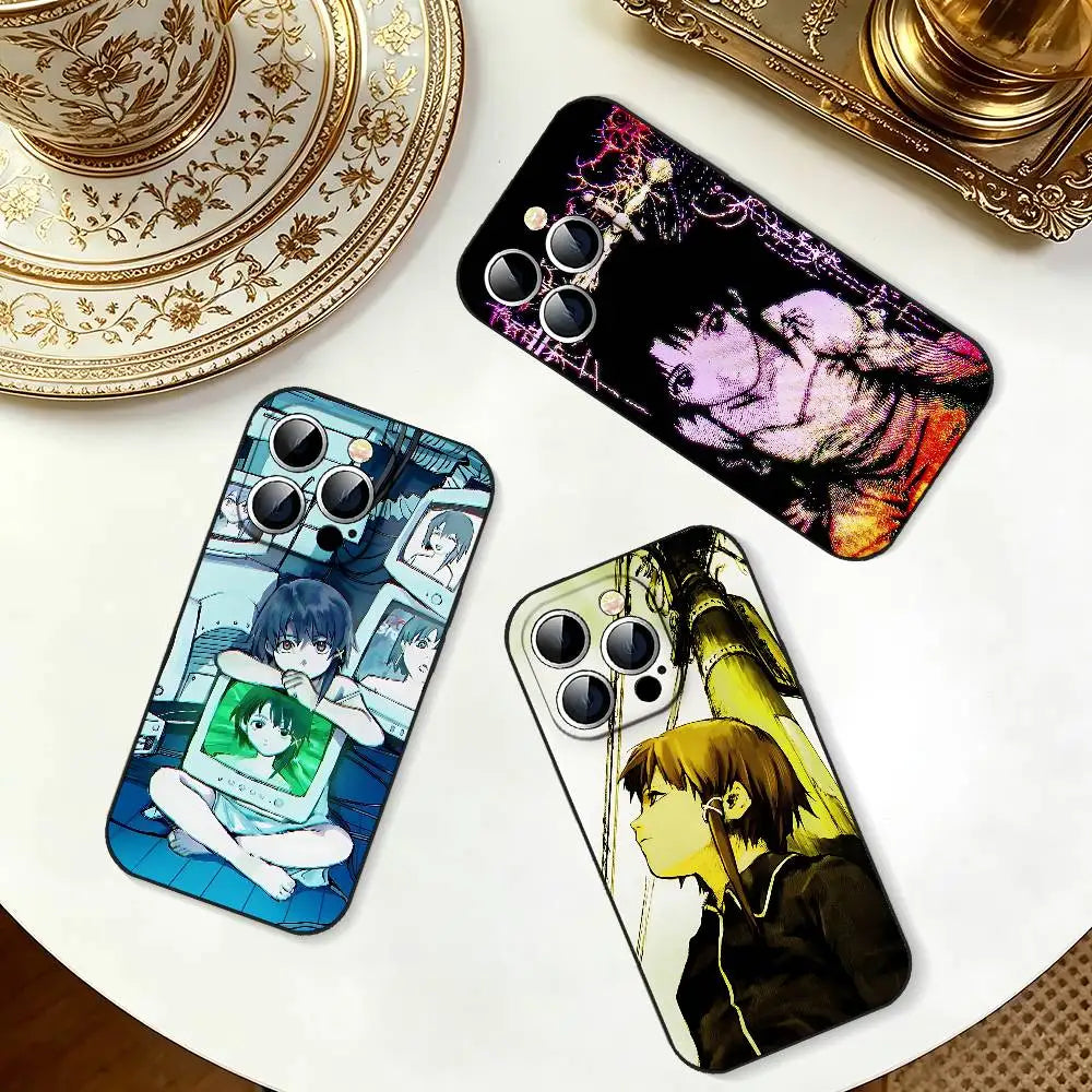 Serial Experiments Lain Slim Black Shockproof Phone Case For IPhone 17 16 15 14 13 12 11 X XR XS Max Pro Max Plus Mini