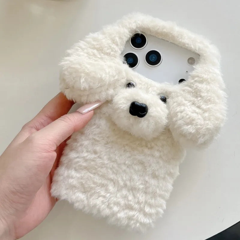 For iphone 17 pro max case 15/14/16Plus 13/12 Pro max 15 Pro XS Max phone case 3D Teddy dog plush autumn and winter cute Case