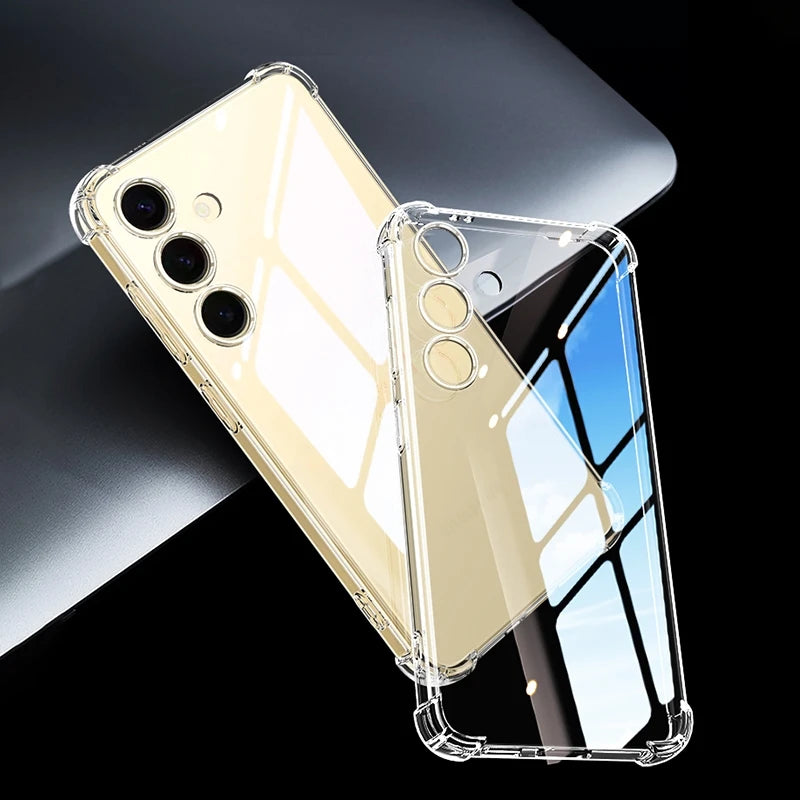 S 24 23 22 21 25 Airbag Shockproof Transparent Case For Samsung Galaxy S24 S25 S21 S20 S22 S23 Fe Plus Ultra Silicone Full Cover
