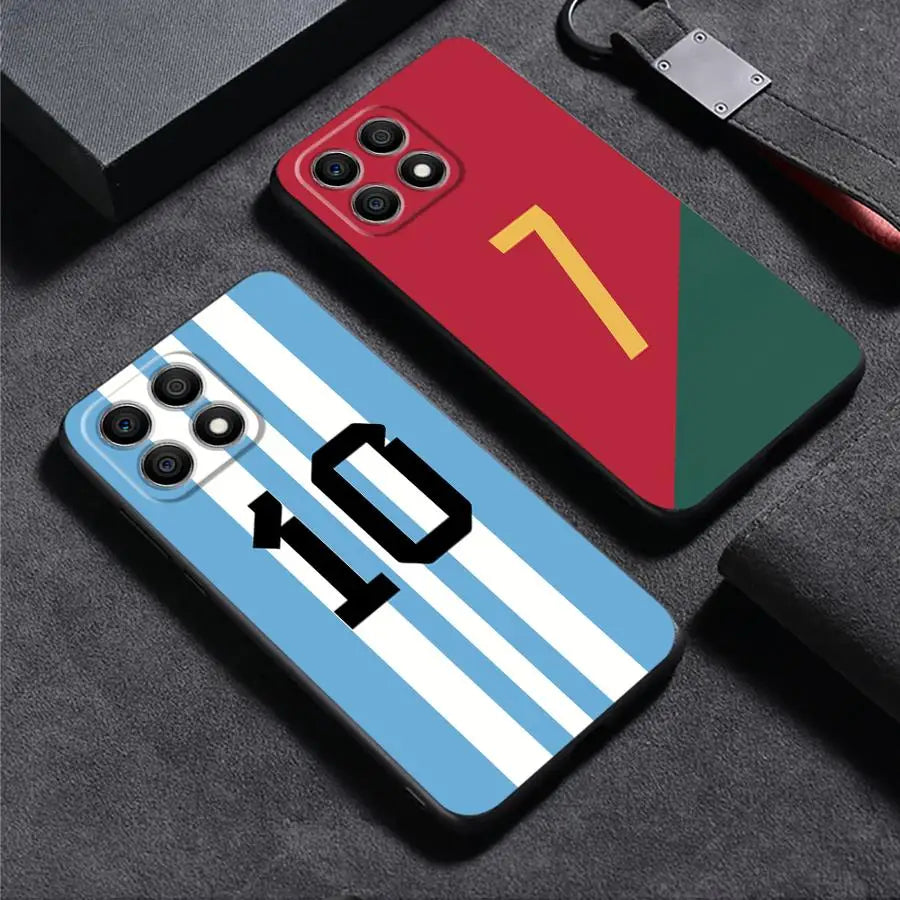 Case for Honor X5b X6 90 Magic5Lite 70 X8 X7 X9a 200 400 Lite 8X Black Soft Phone Cover Football Star Digital Art