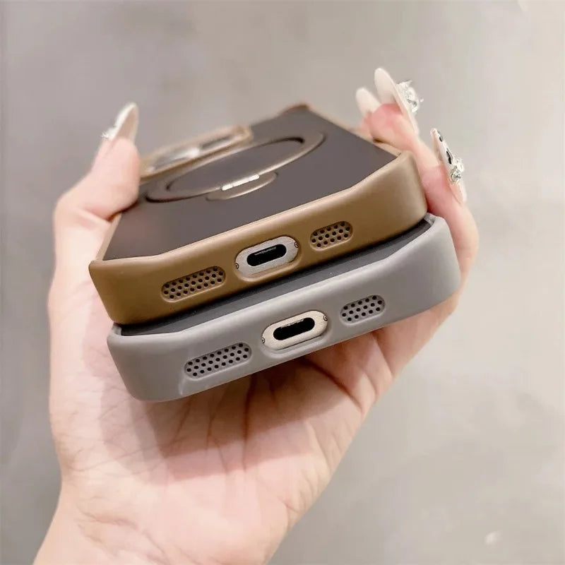 Luxury magnetic MagSafe 360-degree rotating stand phone case for iPhone15 13 14 12 16ProMax foldable stand shockproof back cover