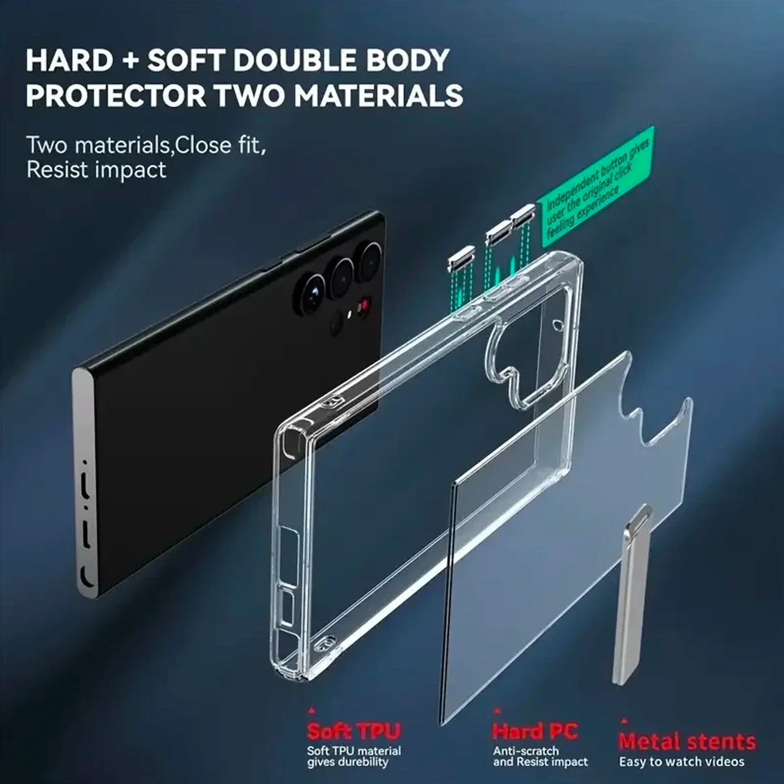 UYUXIO Kickstand Clear Mobile Phone Case for Samsung Galaxy S26 S25 Ultra Plus S24 S23 FE S22 Stand Cases Back Cover with Holder