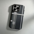 For iPhone 16 Pro 15 14 13 Pro Max Case Carbon Fiber Geometric MagSafe Cover Magnetic Charging Shell Camera Alloy Armor Fundas