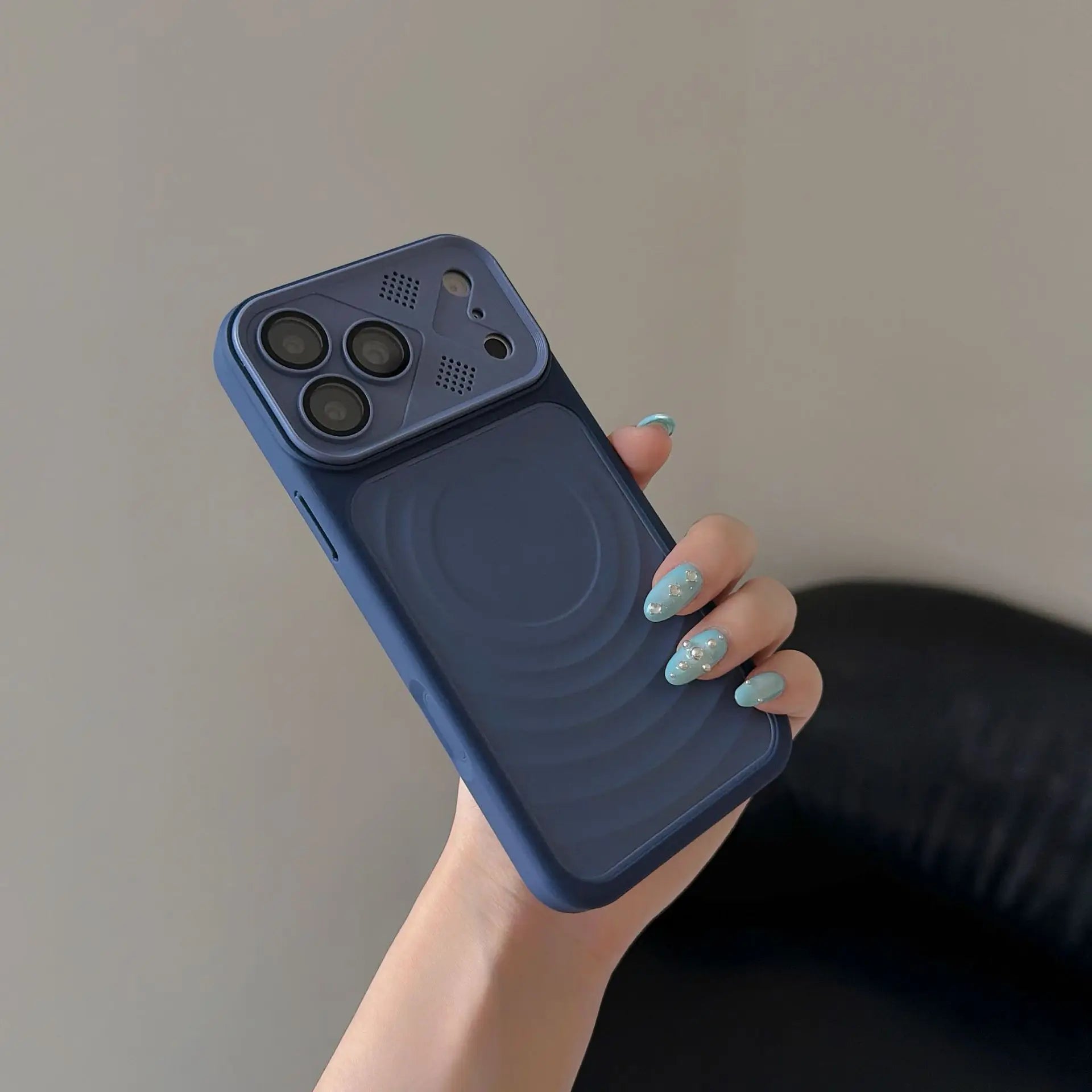 Magnetic Wavy Texture Phone Case for iPhone 17 Pro Max Large Camera Window for 16 15 Pro Heat Dissipation Protective Cover