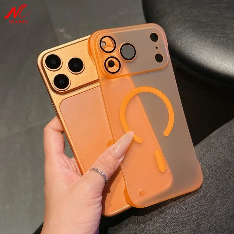 Luxury Ultra Thin Frameless Matte Case For iPhone Air 17 Pro Max 16 15 14 Plus 13 12 11 Clear For Magsafe Wireless Charge Cover