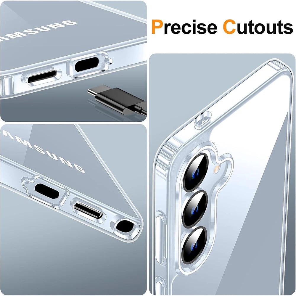 Anti-Yellowing Clear Case For Samsung Galaxy S25 Ultra S24 Plus edge 5G FE S26 Transparent Shockproof Phone Cover Accessories