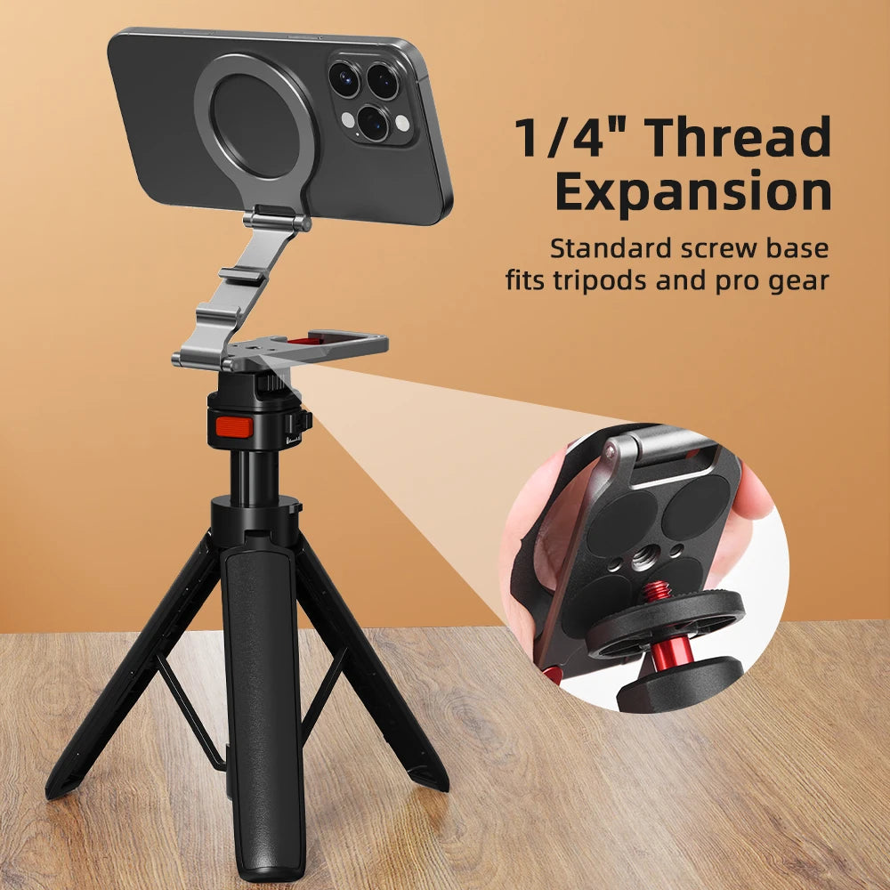 Flymile Magnetic Phone Holder Carabiner Mount for iphone 17 16 15 14 Accessories Handle Tripod Adapter Compatible with MagSafe