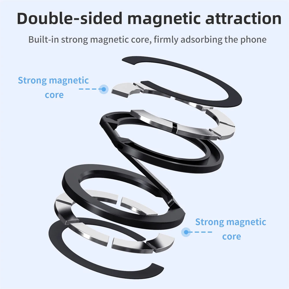 2024 Double-Sided Magnetic Phone Ring Holder for MagSafe Kickstand Magnet Grip for iPhone 15 14 13 12 Pro Android Phone Stand