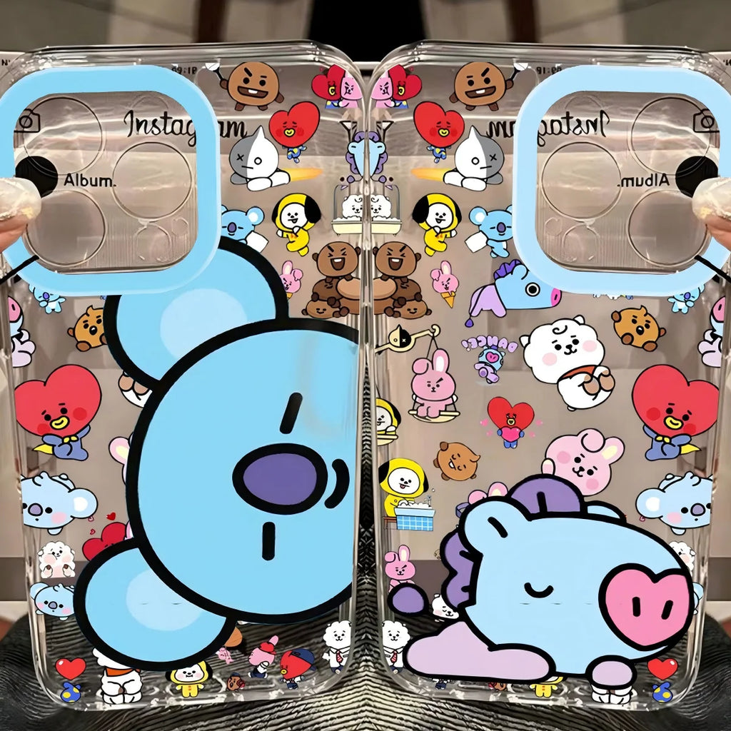 Cute Cartoon B-BTS Phone Case For Samsung Galaxy S26 S25 S24 S23 S22 S21 S20 FE Note20 Note10 Edge Plus Ultra Lite 5G Clear