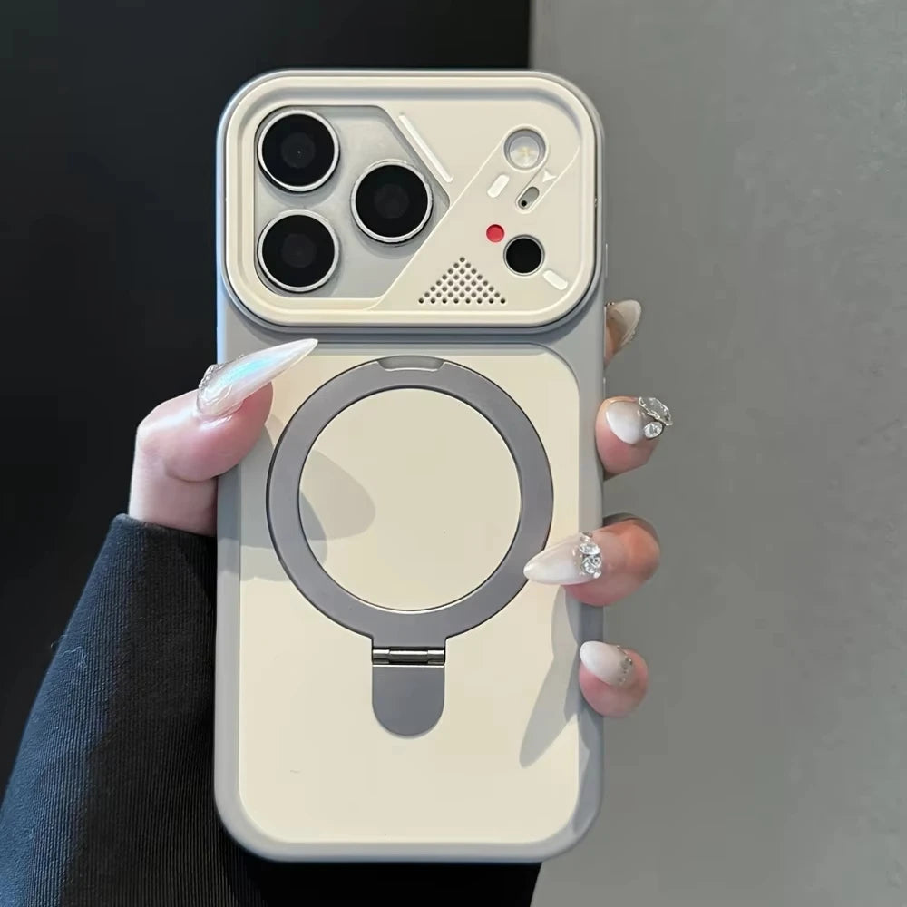 Armor Metal Ring Bracket For Magnetic Phone Case For iPhone 17 Air 16 15 14 Plus 13 12 11 17 Pro Max Matte Bumper Cover